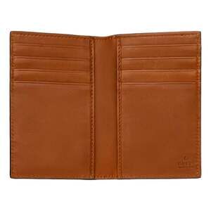 Gucci GG Supreme Canvas Beige Brown Leather Vertical Bifold